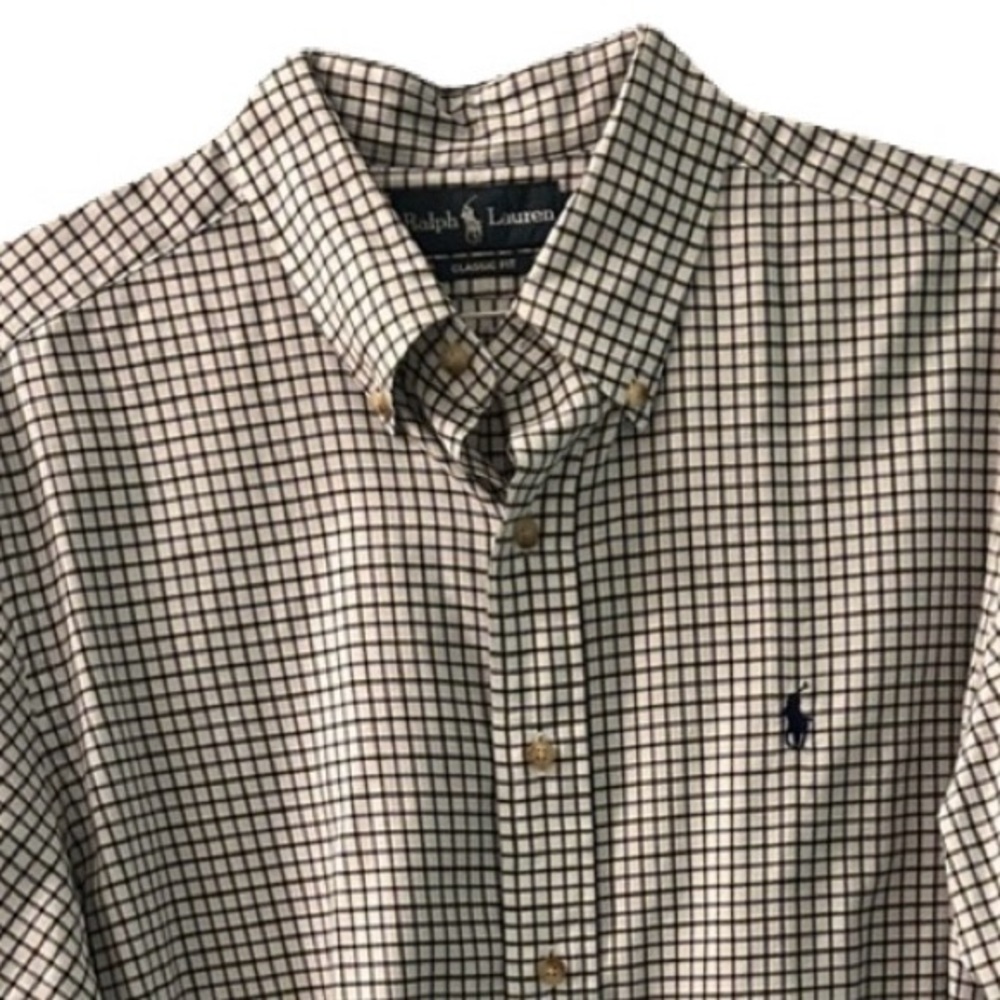 Ralph Lauren Men's Checkered Long Sleeve Button-Down Shirt Classic Fit.